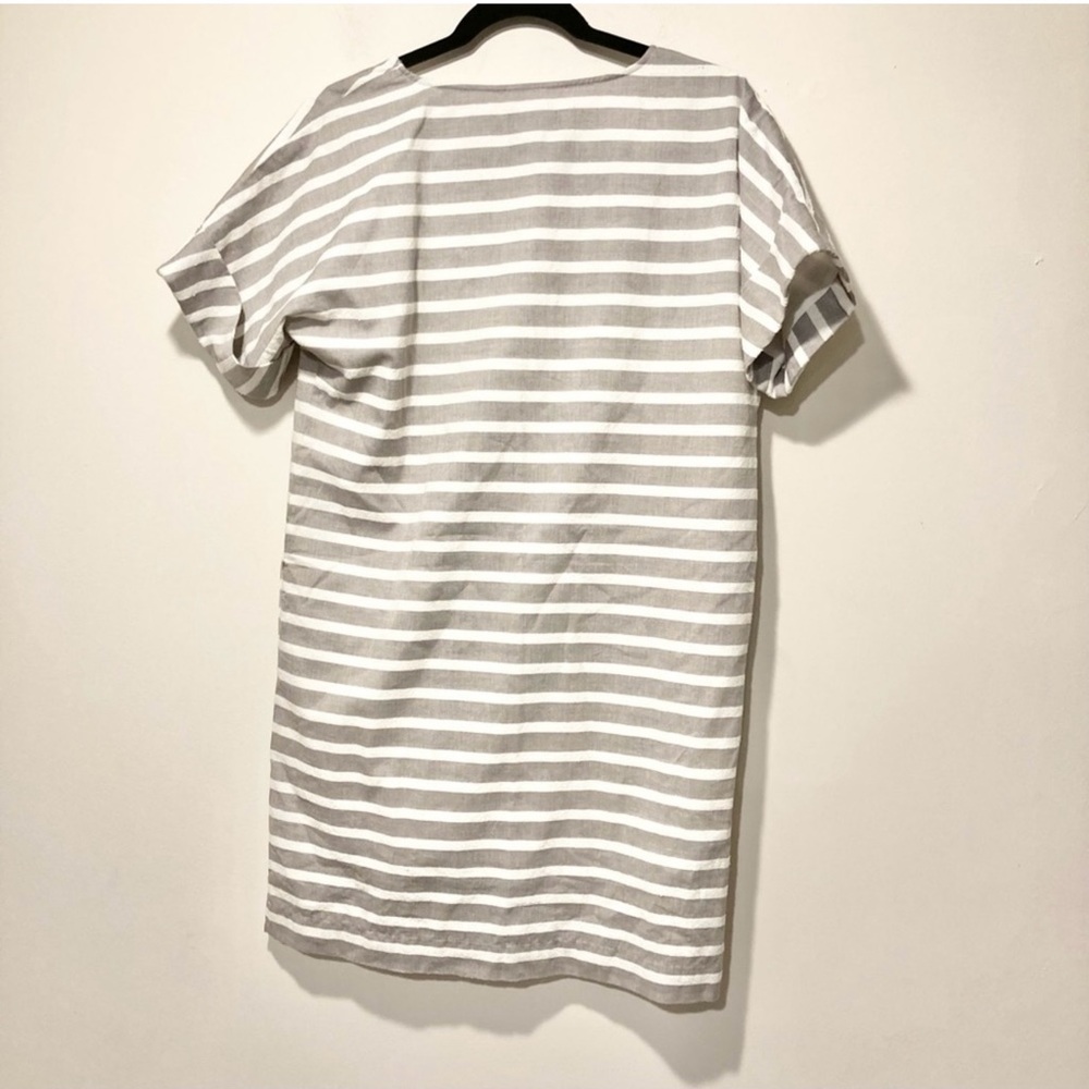 ATM Anthony Thomas Melillio Striped Grey Textured Shift Dress Cotton XS - Picture 6 of 7